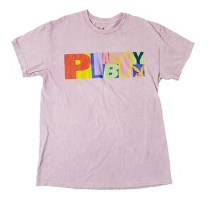 Playboy‎ Men's Pink Bunny Logo Graphic Short Sleeve T-Shirt Medium